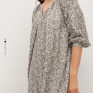 Mango Buttoned Printed Midi Dress Beige Floral Long Sleeve Loose Fit